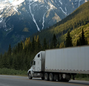 box truck in the mountains