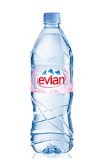 A bottle of Evian water