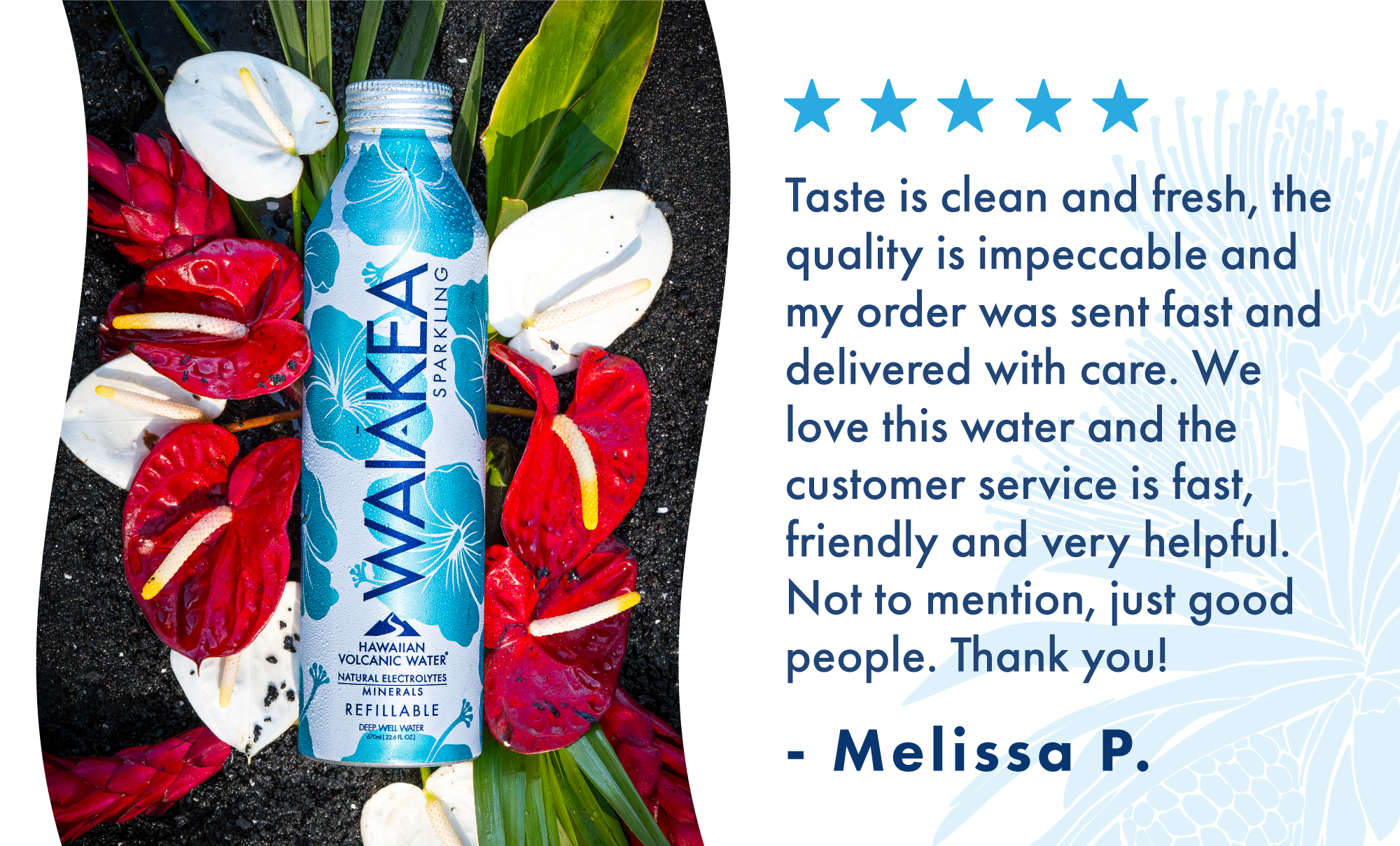 Waiakea sparkling water can with flowers customer review