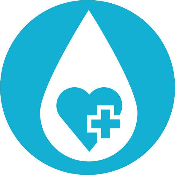 "health icon with heart and cross in water drop"