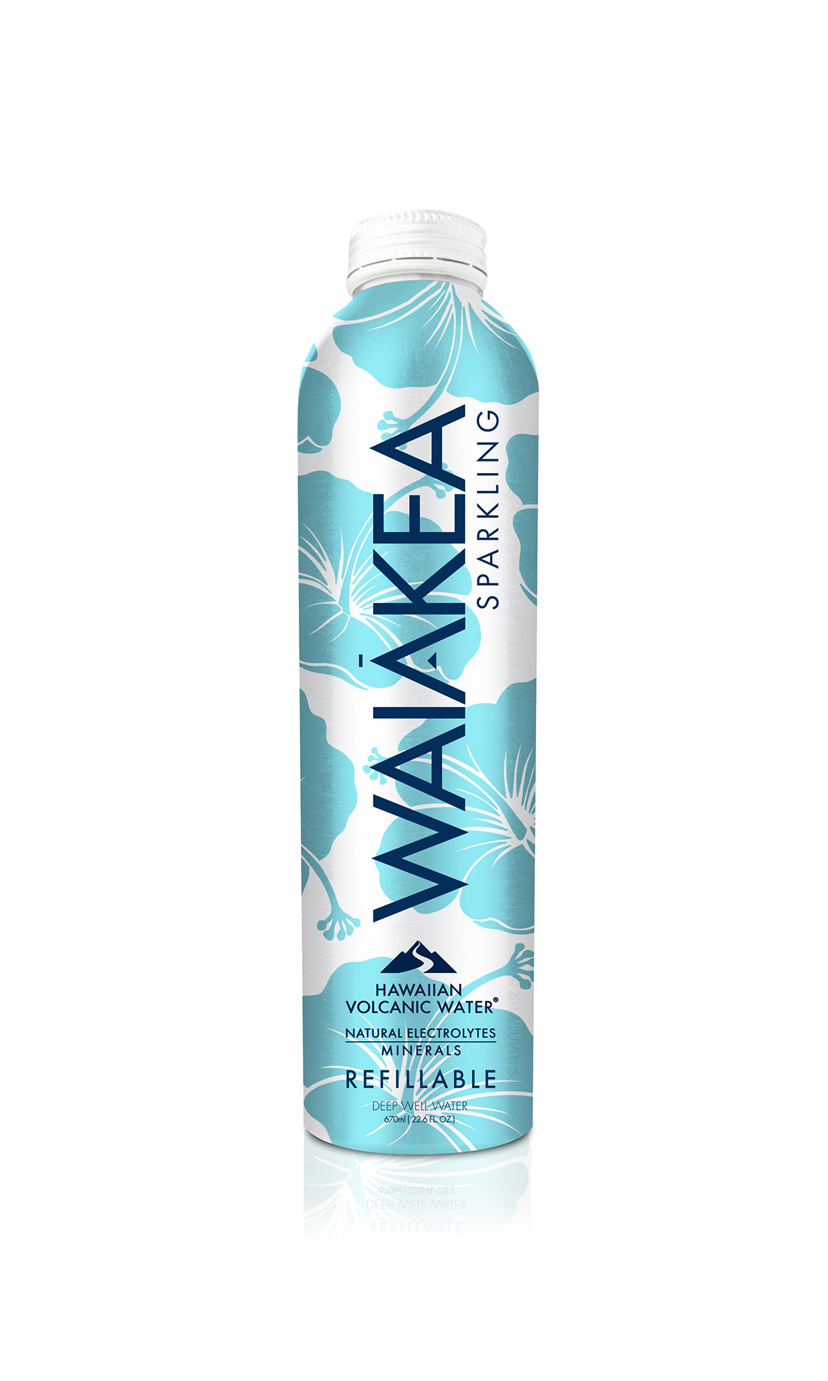 Hawaiian volcanic water Waiakea sparkling bottle