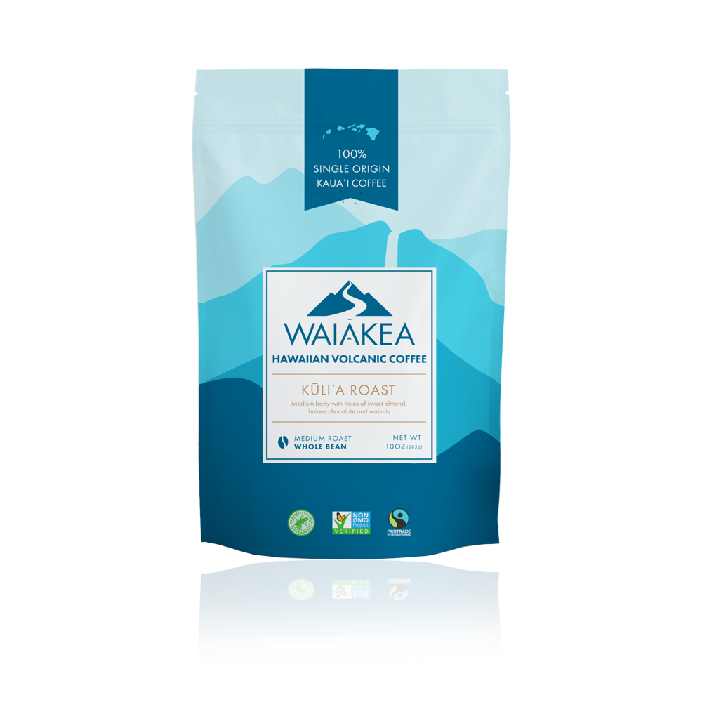 Waiakea Hawaiian Volcanic Coffee Kuli'a Roast Medium Whole Bean 10oz