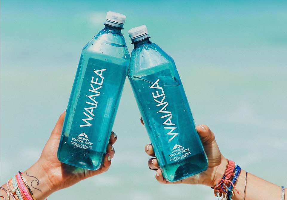 "waiakea water bottles beach background"