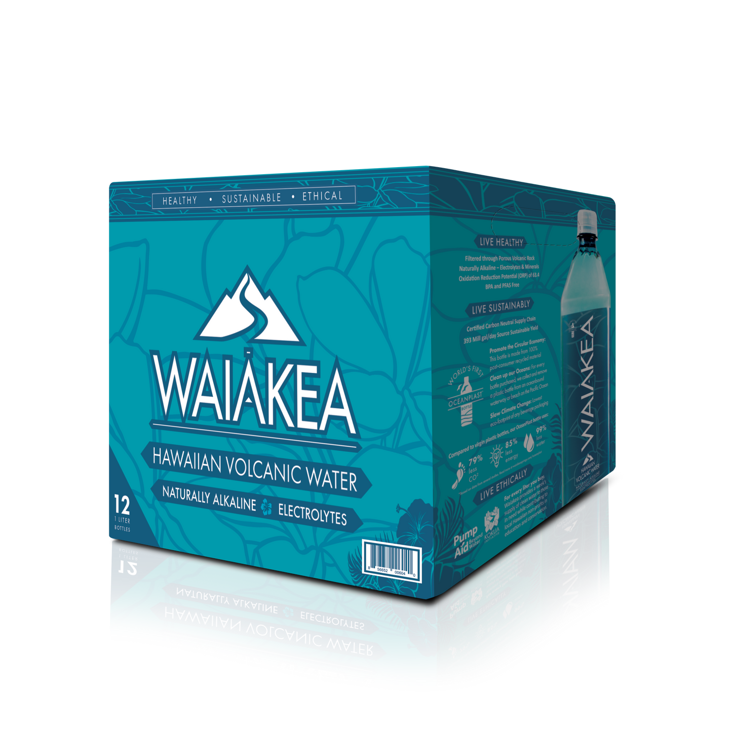 Waiakea Hawaiian Volcanic Water packaging box