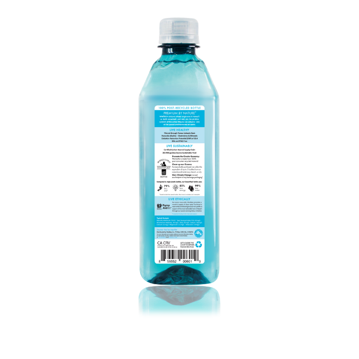 Back view of Aqua Panna water bottle with label and barcode