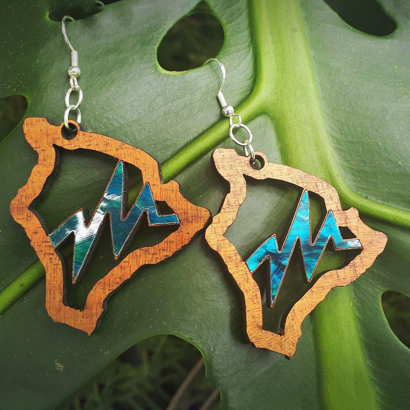 Koa Earrings with Abalone