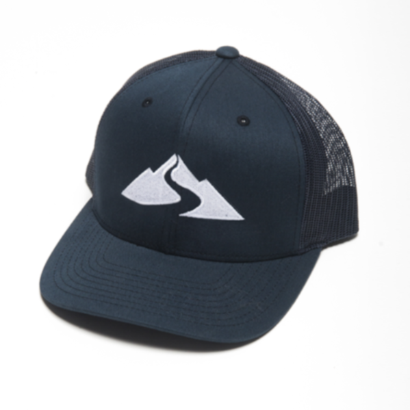 blue baseball hat with Waiākea mauna on the front