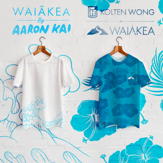 waiakea aaron kai t-shirt collection kolten wong blue floral design
