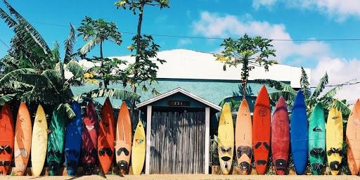 Shack with surfboards out front