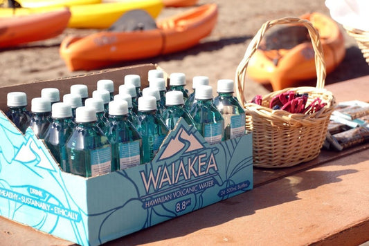 Open box of Waiakea water