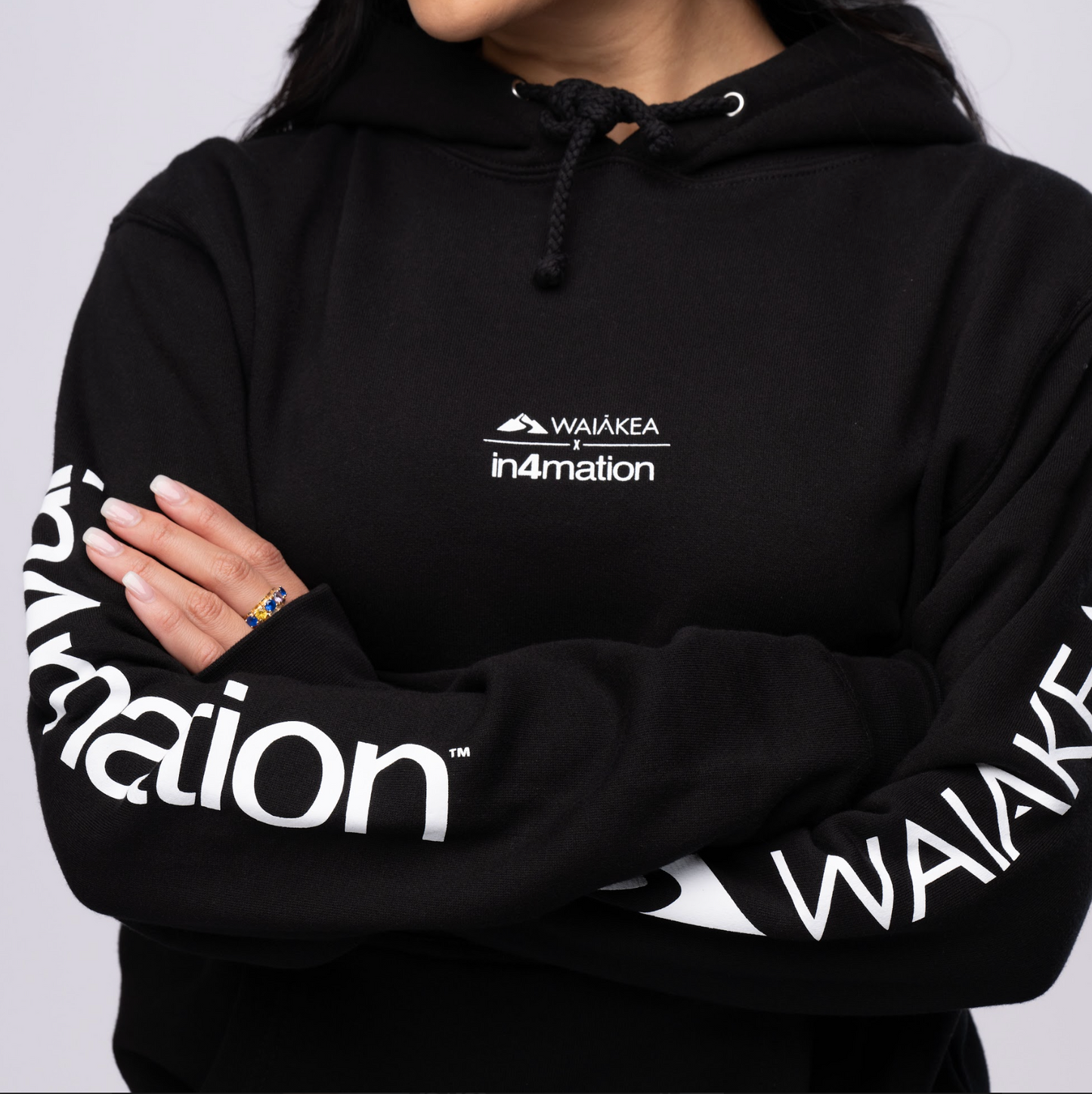 "Waiākea In4mation black hoodie"