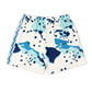 Blue and white abstract pattern shorts