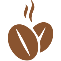 Coffee bean icon with steam.