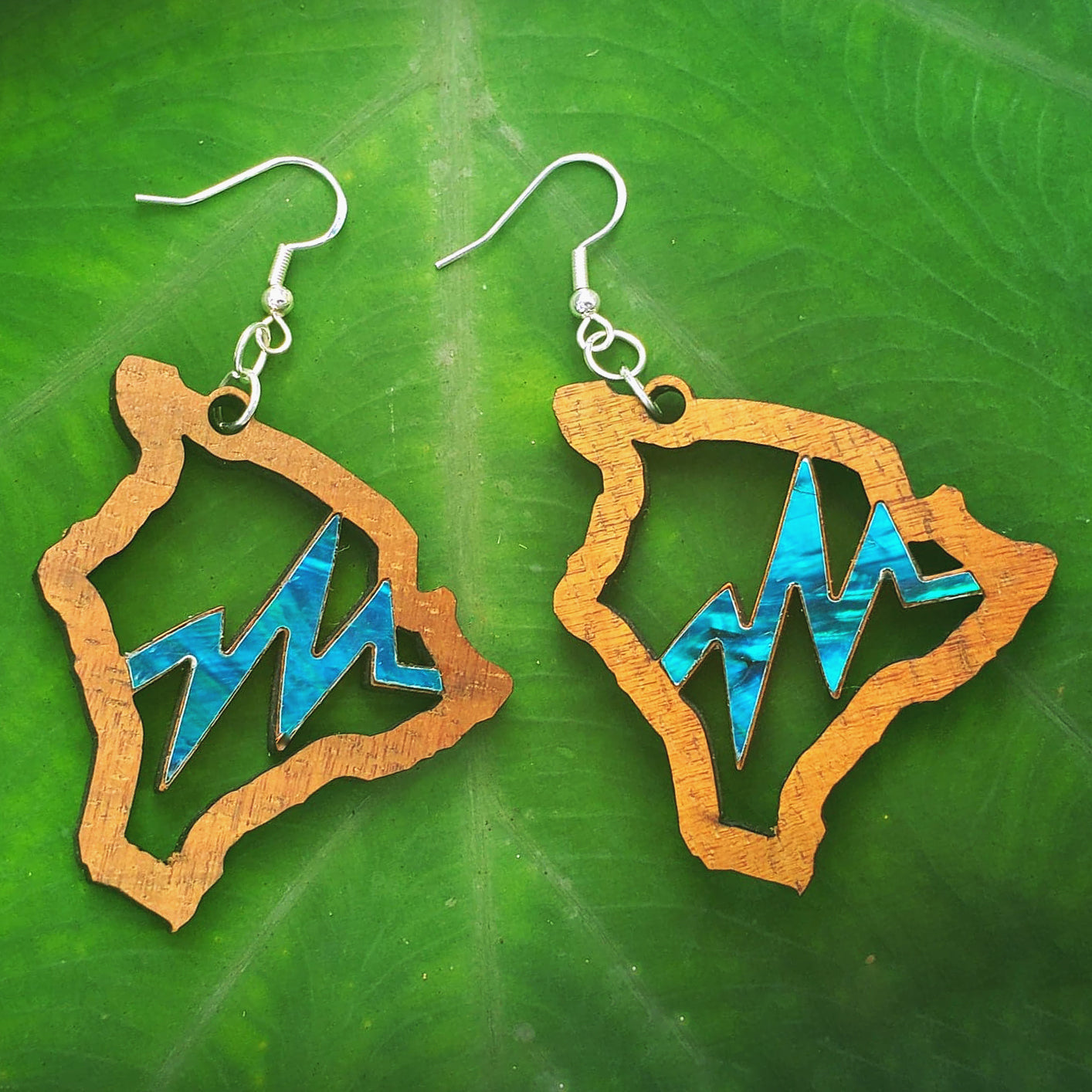 Koa Earrings with Abalone