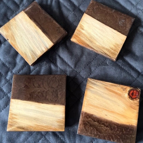 Reversible Epoxy and Cypress Coasters