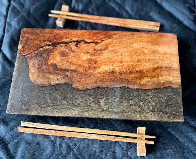 Cuban Mahogany and Brown with Copper Epoxy Sushi Set