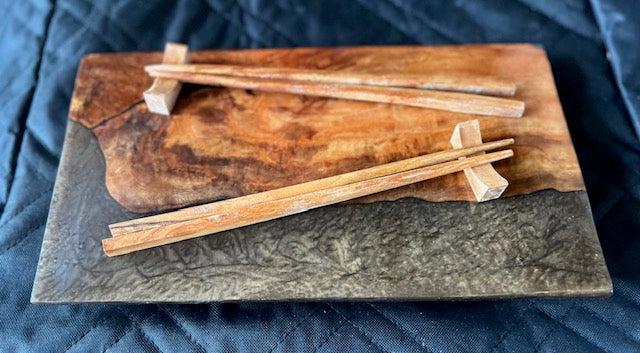 Cuban Mahogany and Brown with Copper Epoxy Sushi Set